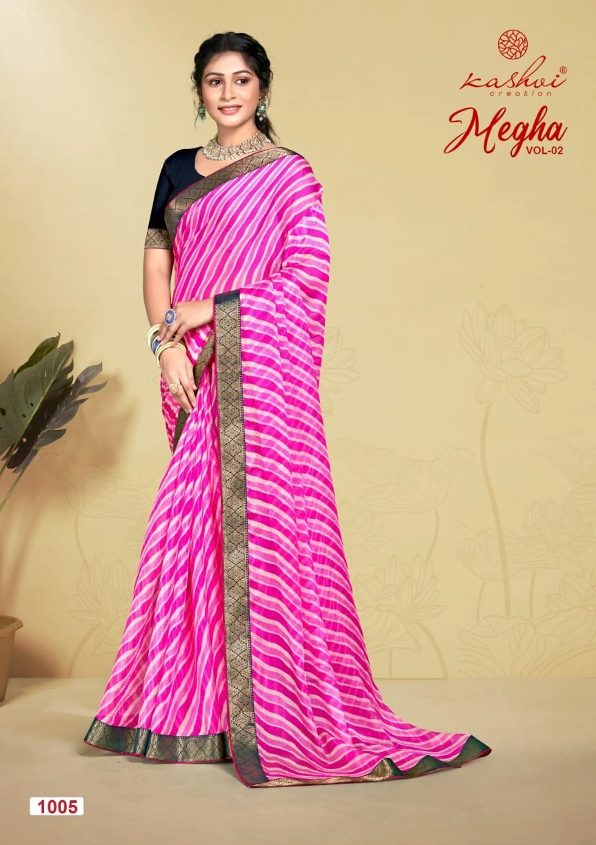 Kashvi Creation Megh Vol 2 Chiffon Wholesale Fancy Sarees Catalog — Wholesale Sarees, Kashvi Creation wholesale from Surat - Gallery Image 3